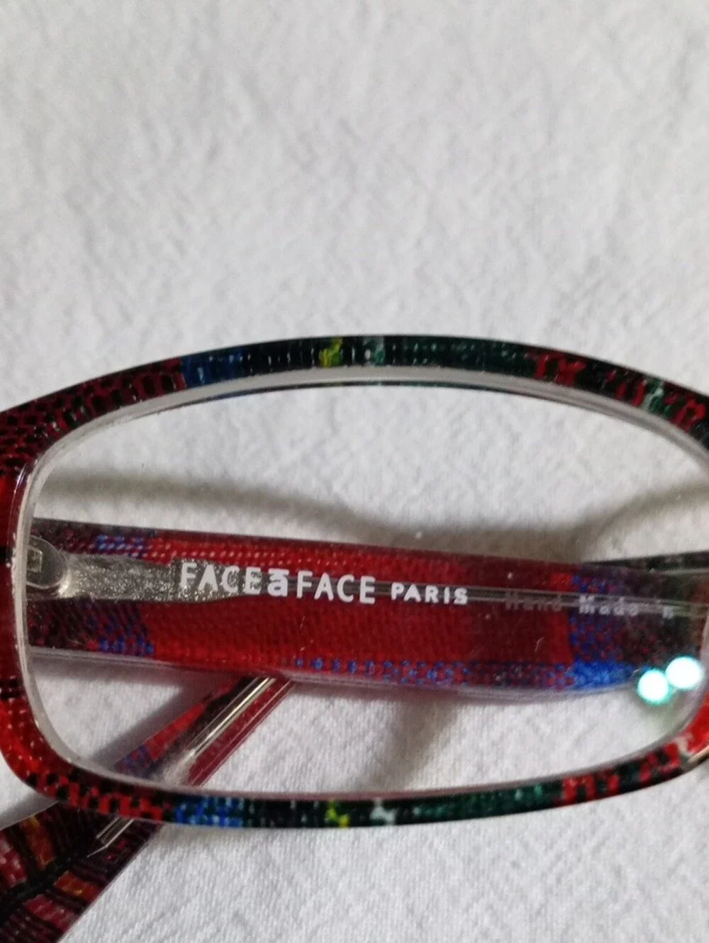 Made in France - Face a Face Paris Red Multi-Color Rectangle Eyeglass Frames